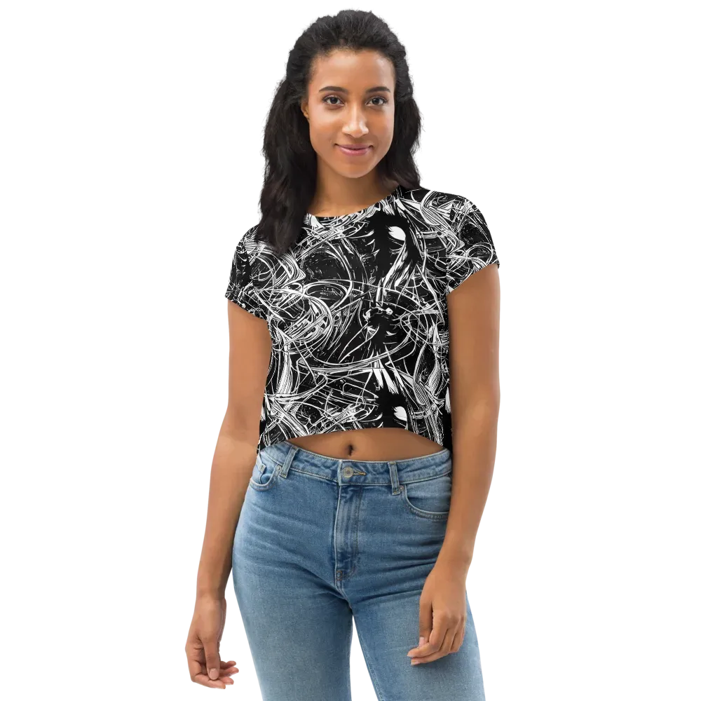 Noir Current on Crop Tee — Front