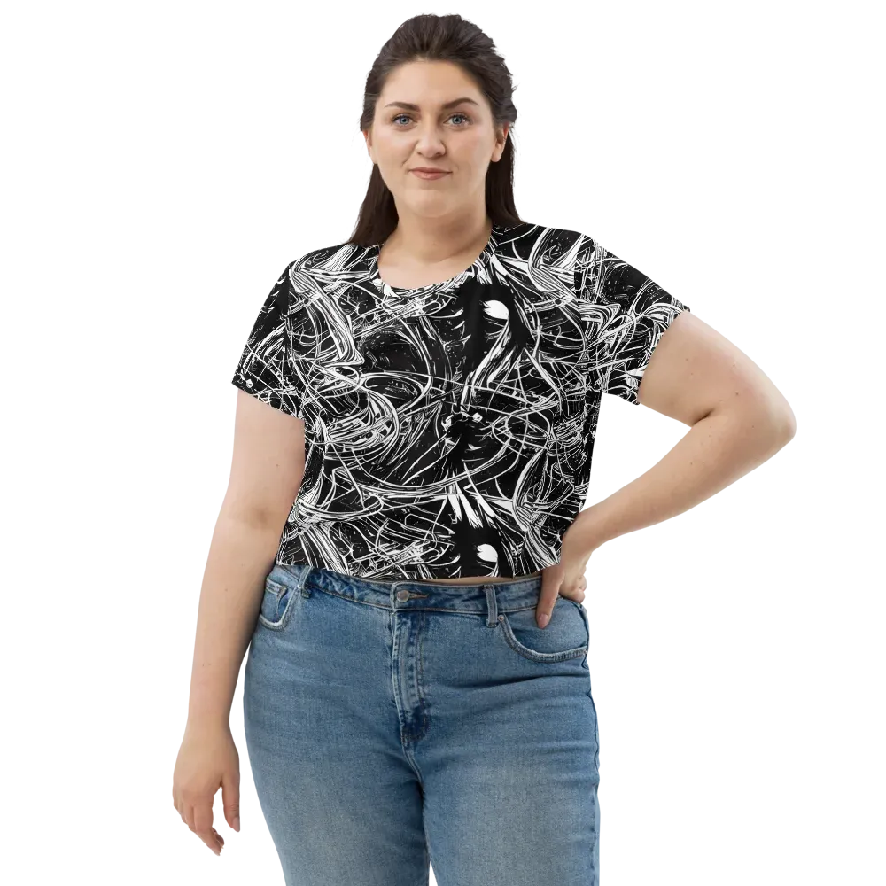 Noir Current on Crop Tee — Front