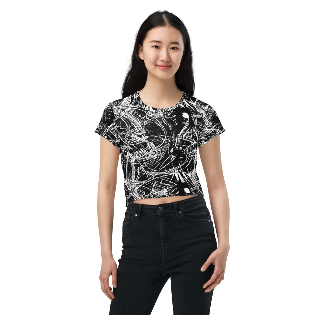 Noir Current on Crop Tee — Front