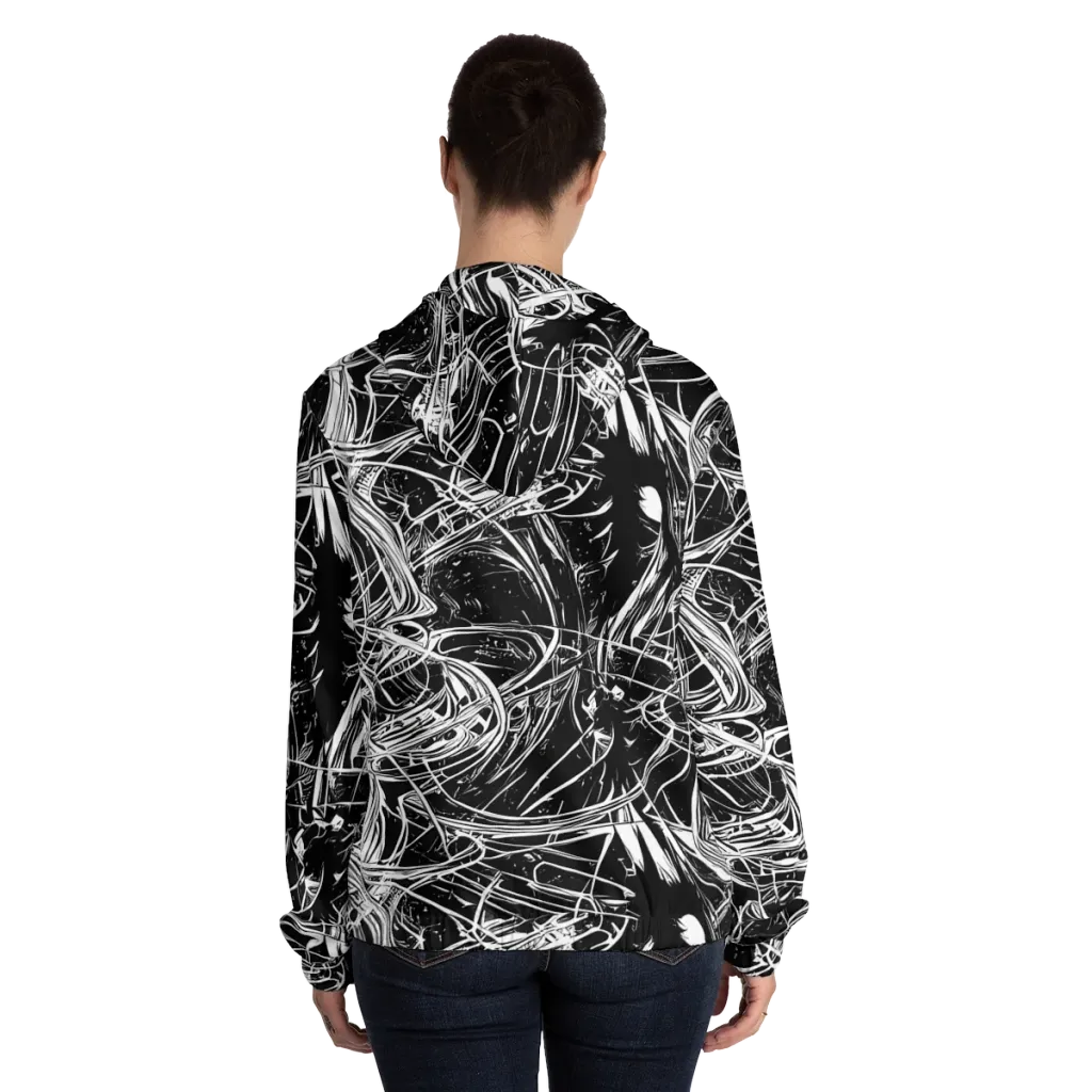 Noir Current on Women's Full-Zip Hoodie — Back On Person