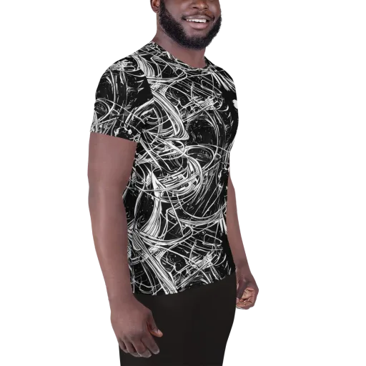 Noir Current on a Men's Athletic T-Shirt