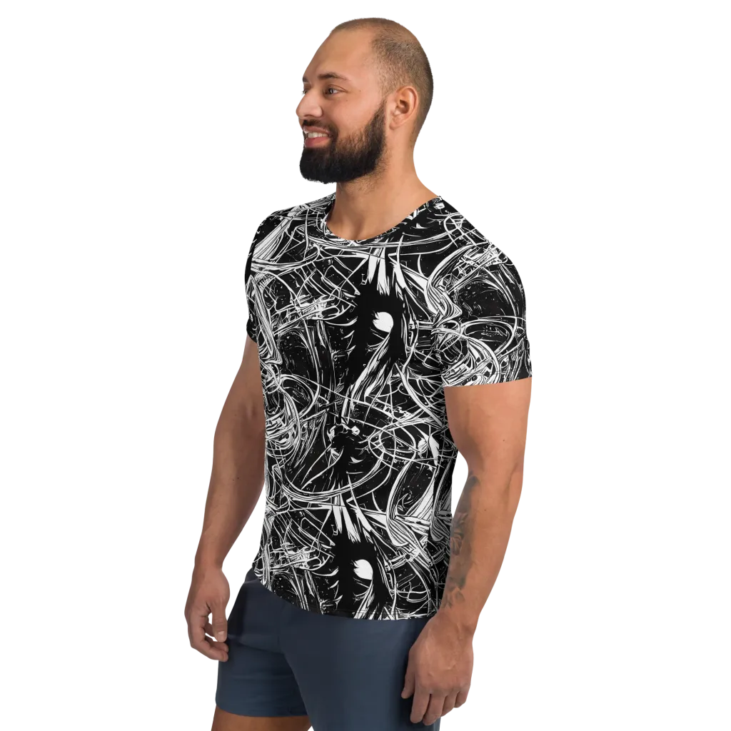 Noir Current on Men's Athletic T-Shirt — Left