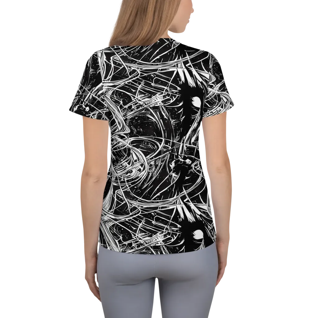Noir Current on Women's Athletic T-Shirt — Back