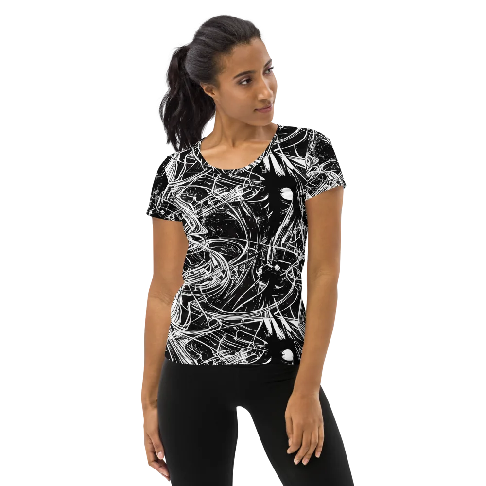 Noir Current on Women's Athletic T-Shirt — Front