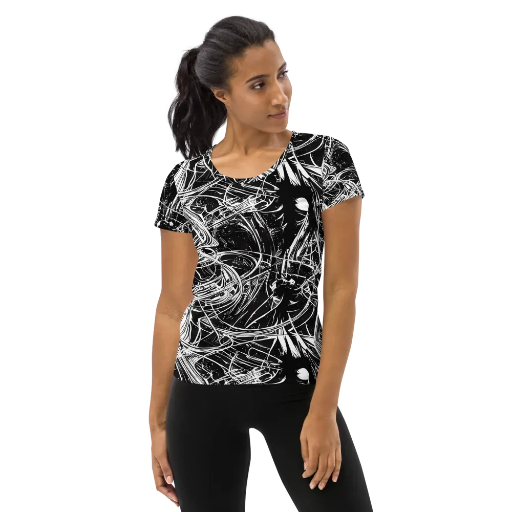 Noir Current on Women's Athletic T-Shirt — Front