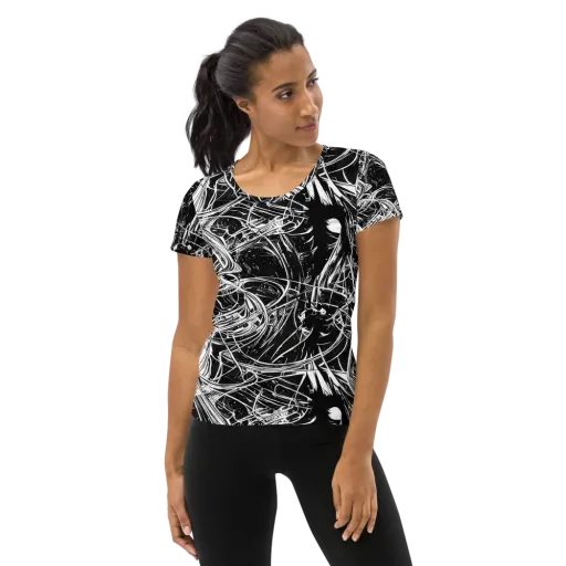 Noir Current on a Women's Athletic T-Shirt