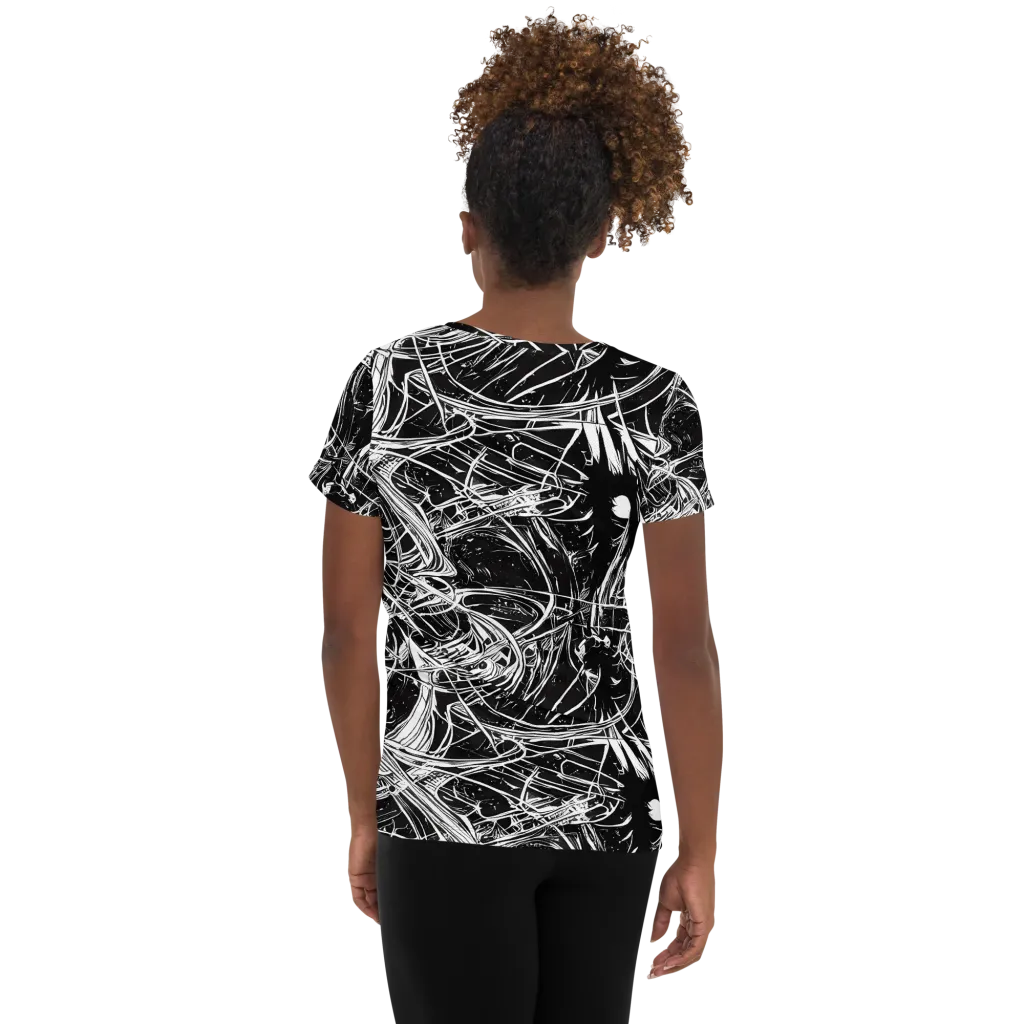 Noir Current on Women's Athletic T-Shirt — Back