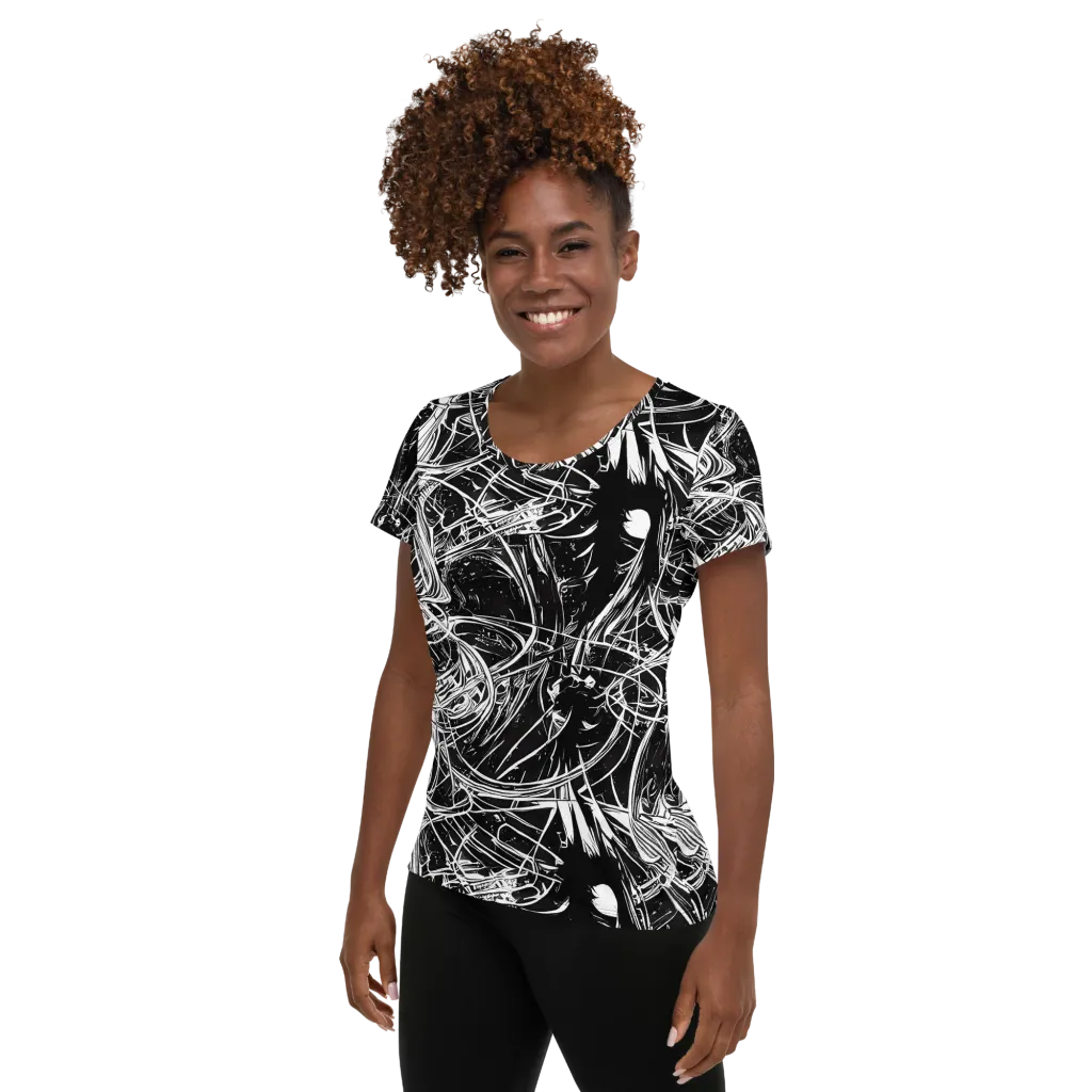 Noir Current on Women's Athletic T-Shirt — Left