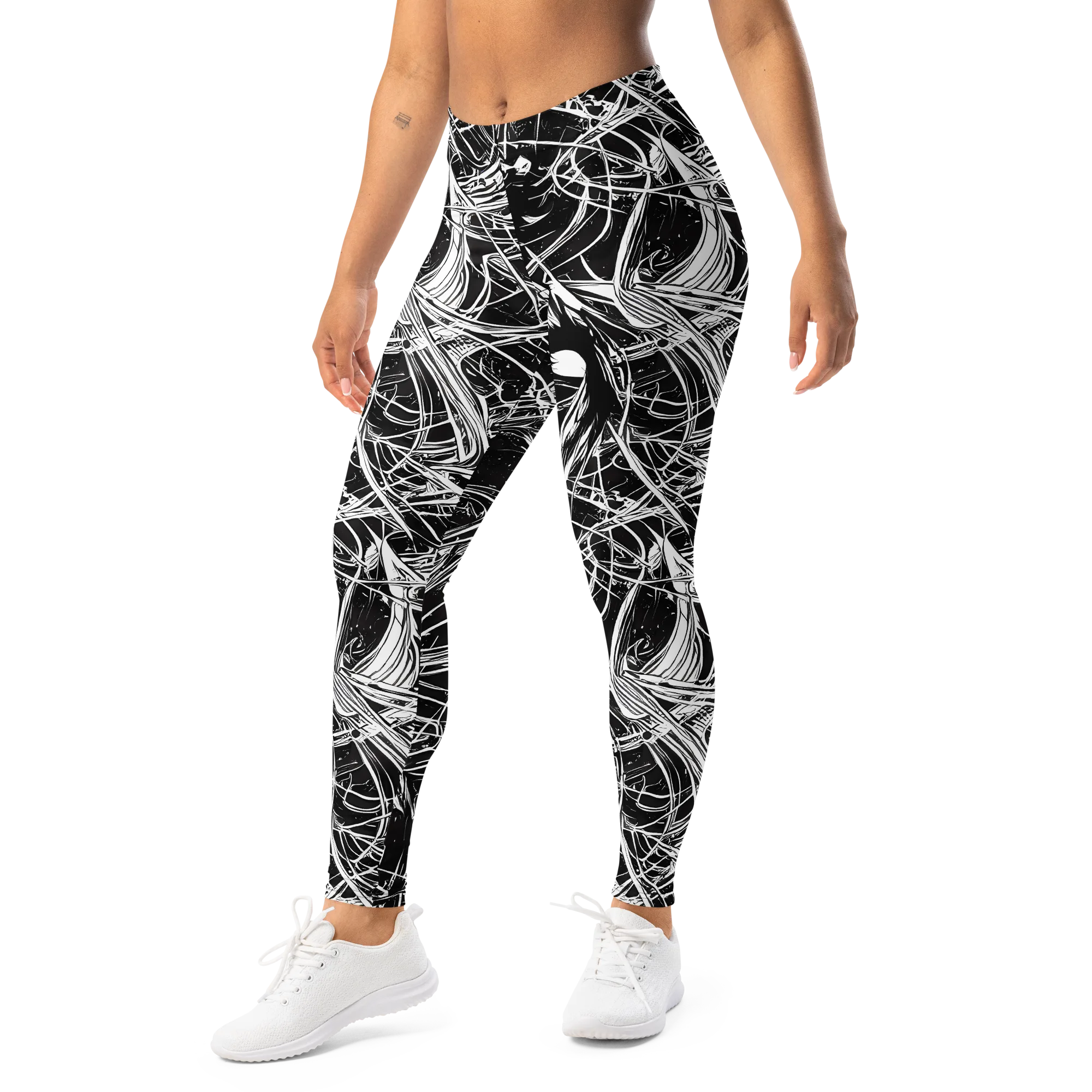 Noir Current on Leggings — Left Front