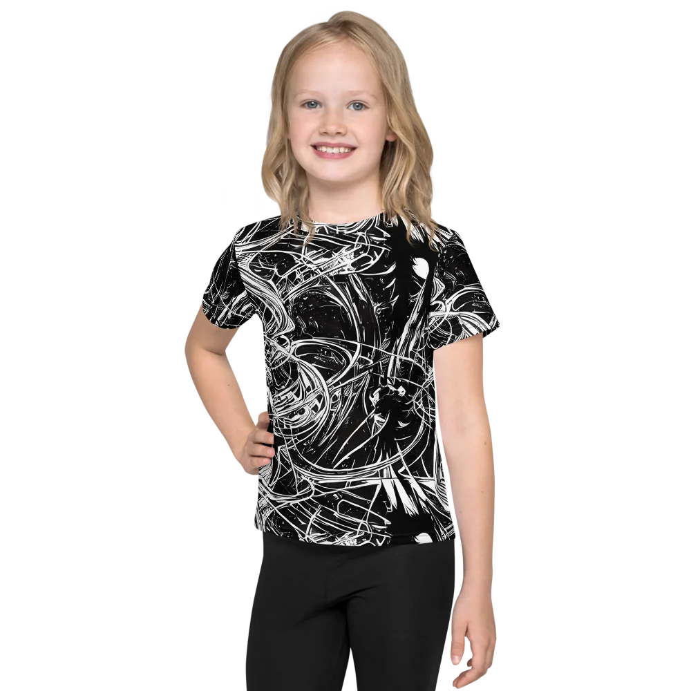 Noir Current on Kids Crew Neck T-Shirt — Front