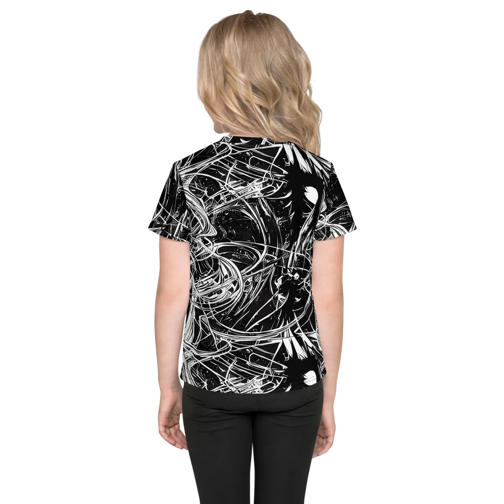 Noir Current on Kids Crew Neck T-Shirt — Back