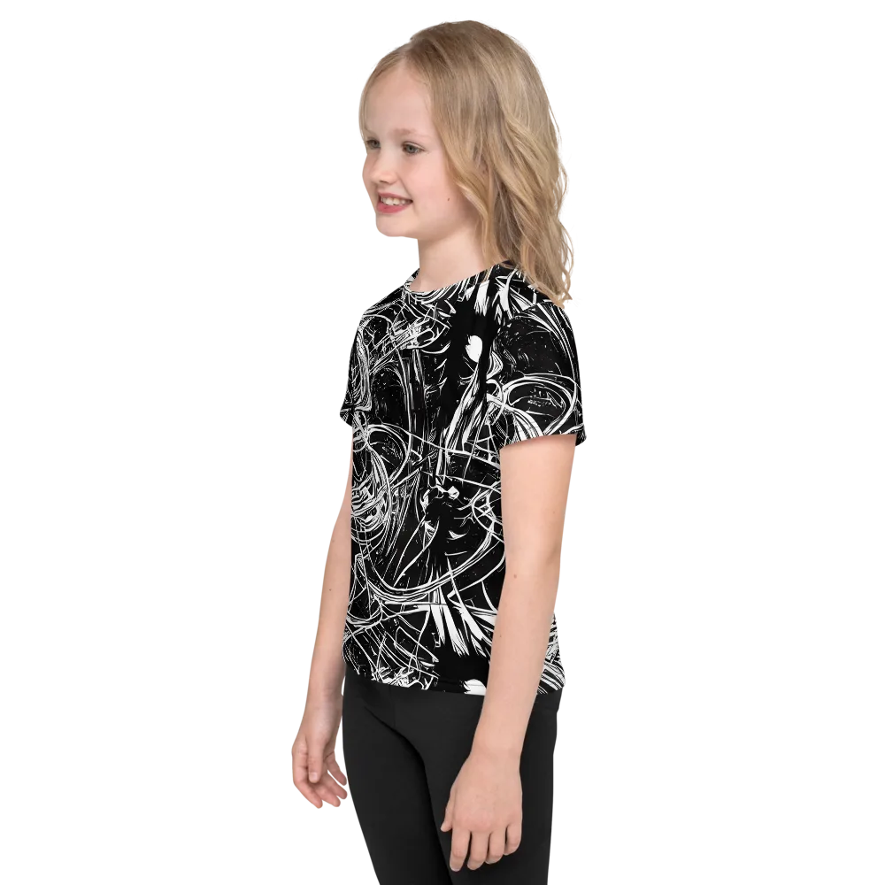 Noir Current on Kids Crew Neck T-Shirt — Left
