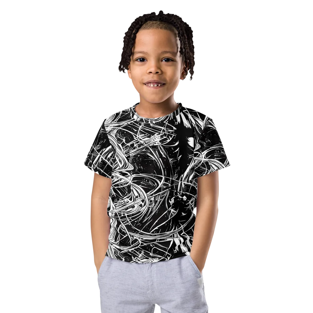 Noir Current on Kids Crew Neck T-Shirt — Front
