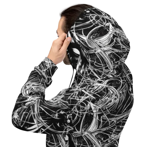 Noir Current on a Hoodie
