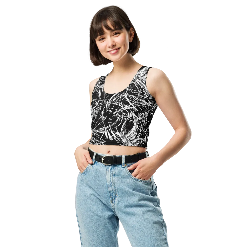Noir Current on Crop Top — Front