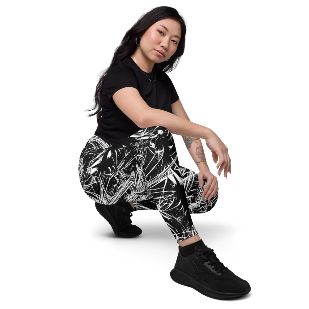 Noir Current on Leggings with Pockets — Right Front