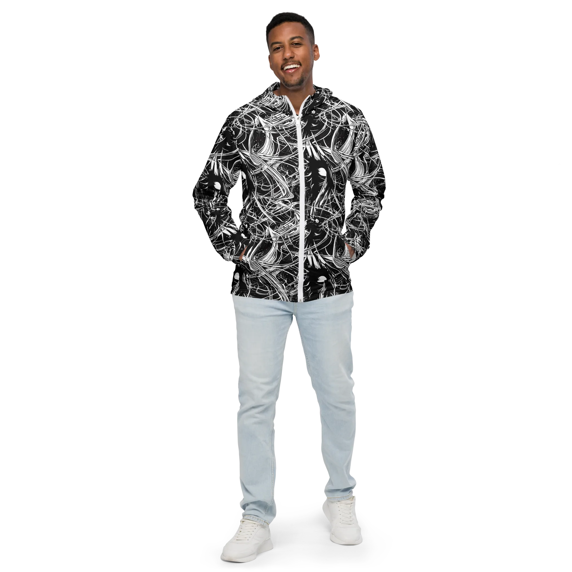 Noir Current on Men's Windbreaker — Front