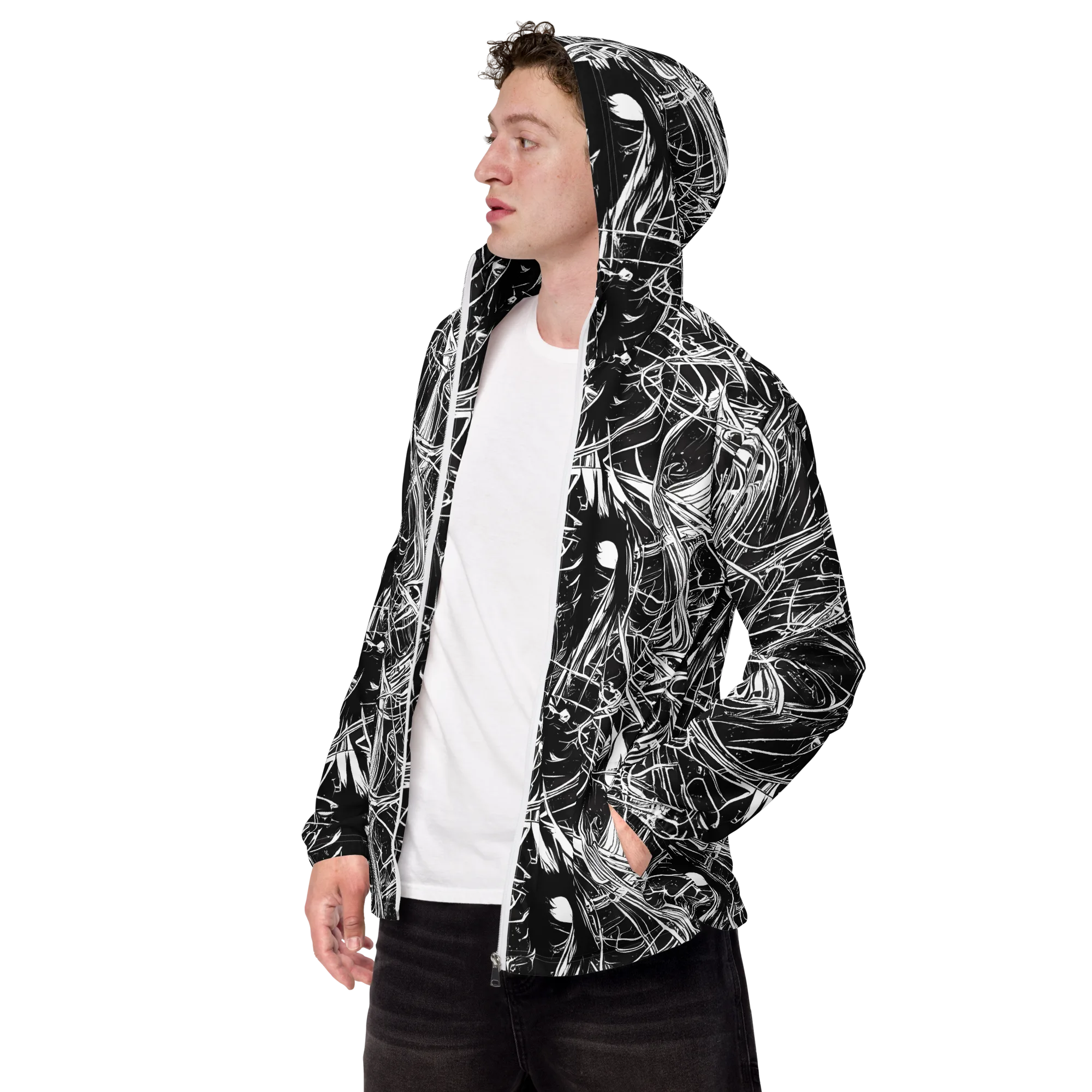 Noir Current on Men's Windbreaker — Left Front