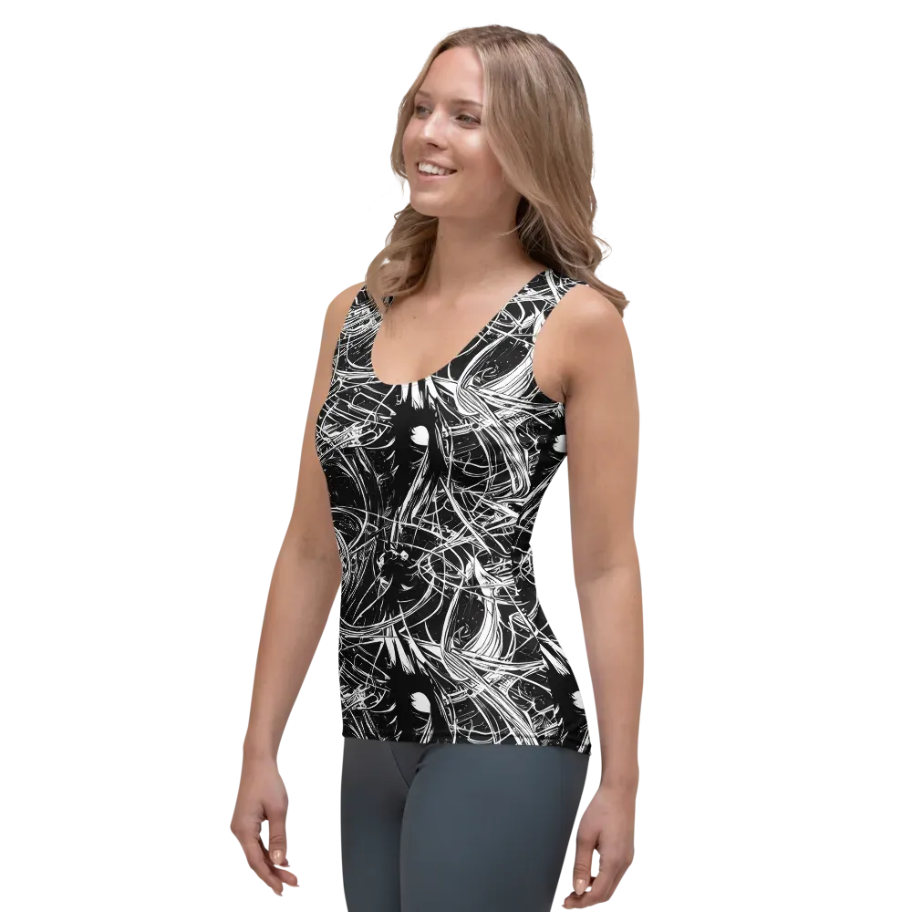 Noir Current on Women's Tank Top — Left Front