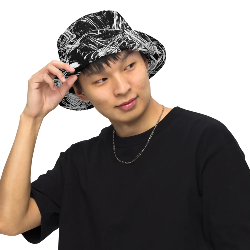 Noir Current on Reversible Bucket Hat — Front Inside