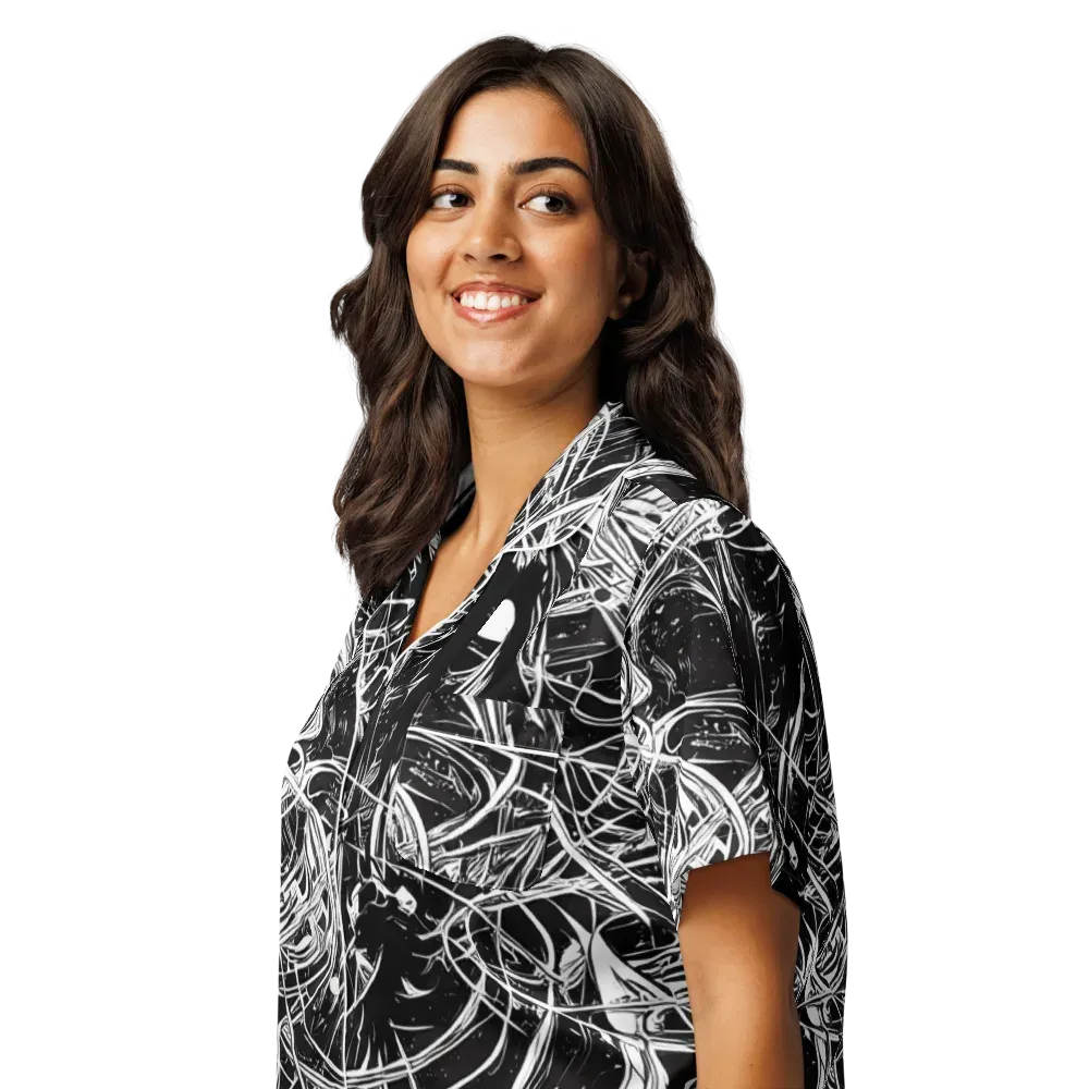 Noir Current on Women's Short Sleeve Pajama Top — Left Front