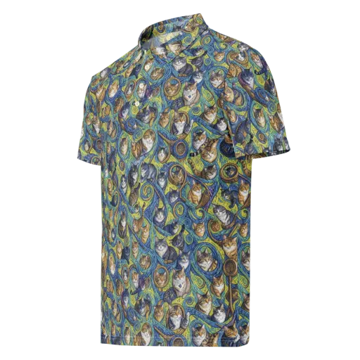 Whiskered Starry Night on a Men's Slim Fit Polo Shirt