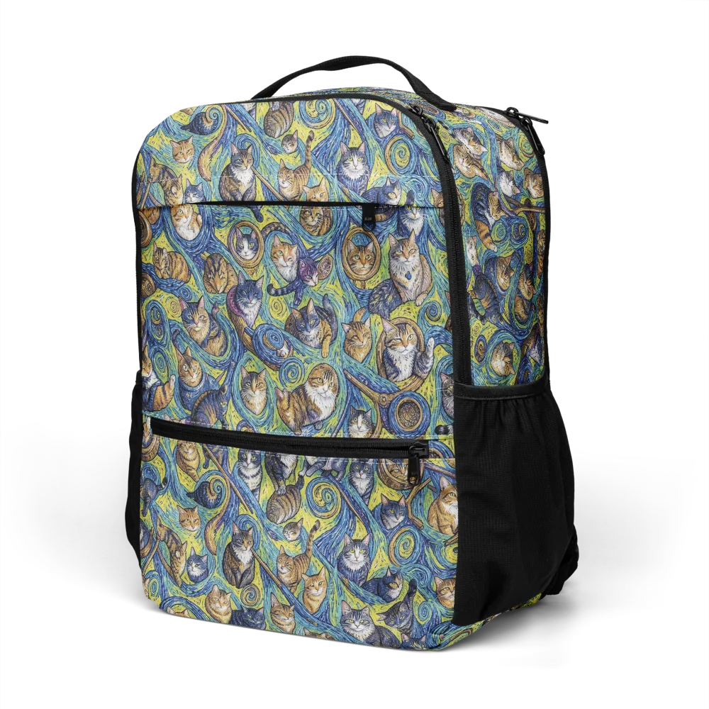 Whiskered Starry Night on Utility Backpack — Left Front