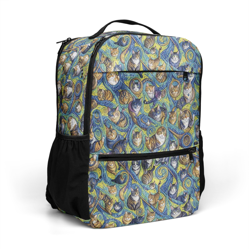 Whiskered Starry Night on Utility Backpack — Right Front