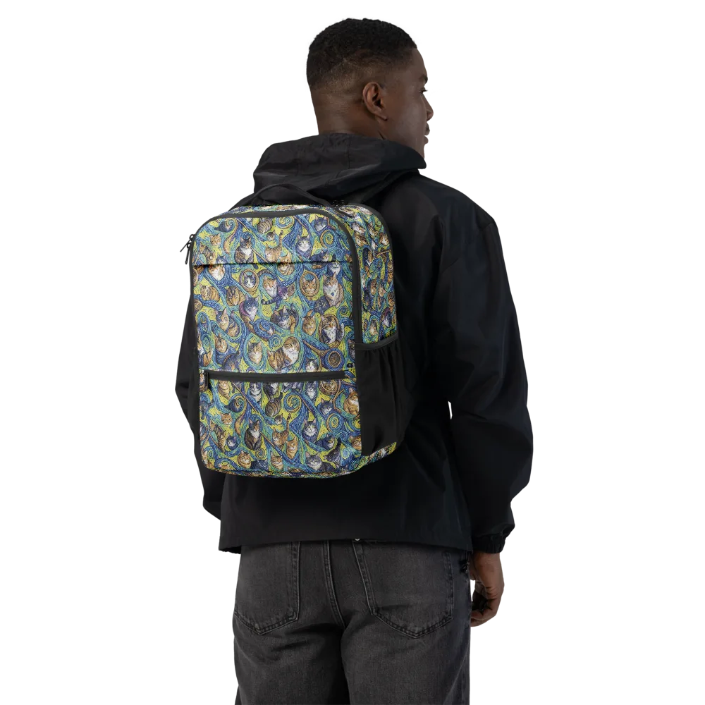 Whiskered Starry Night on Utility Backpack — Back