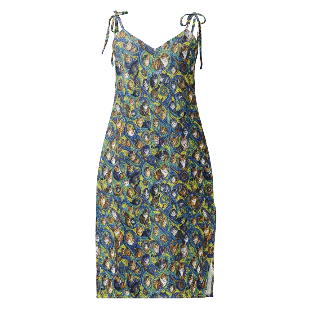 Whiskered Starry Night on Slip Dress — Back print