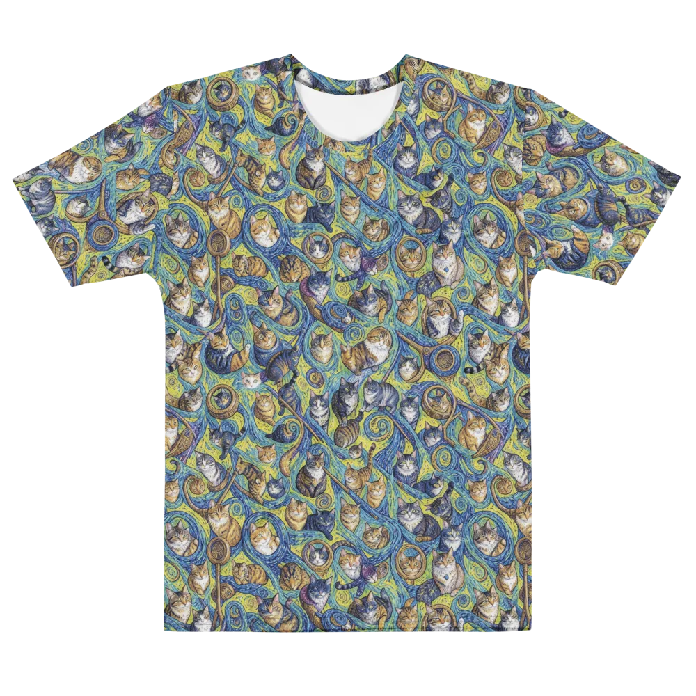 Whiskered Starry Night on Men's Cotton Crew Neck T-Shirt — Front