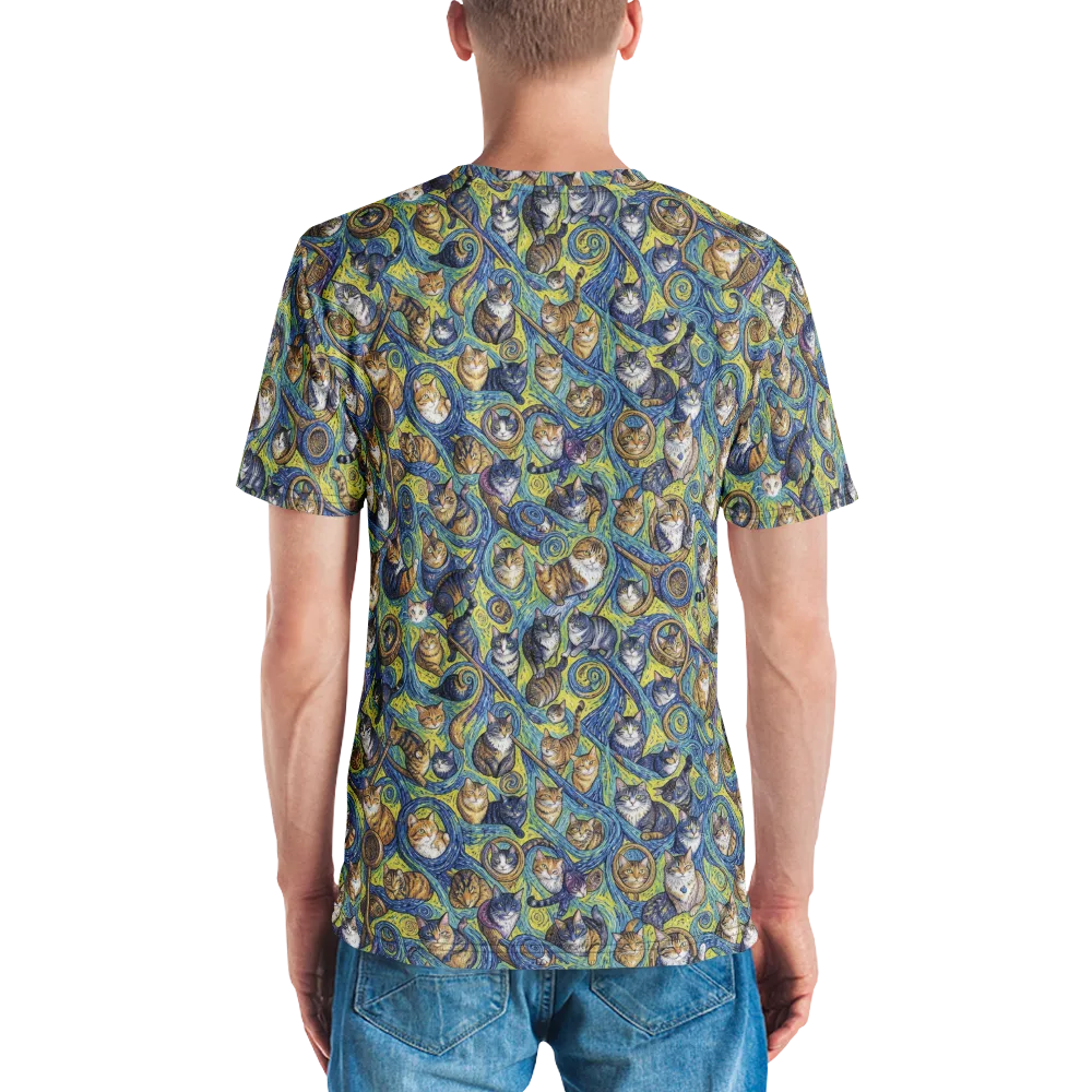 Whiskered Starry Night on Men's Crew Neck T-Shirt — Back