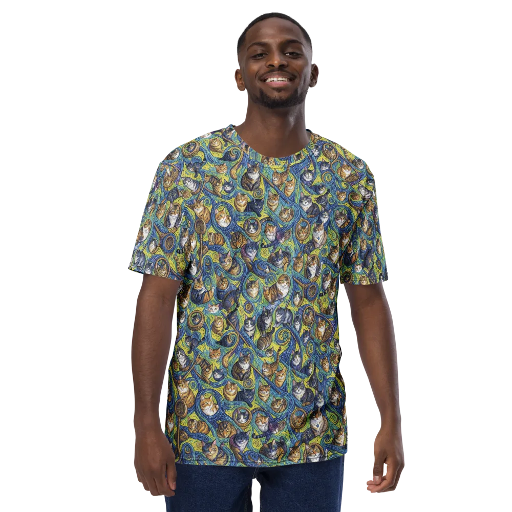 Whiskered Starry Night on Men's Crew Neck T-Shirt — Front