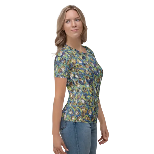 Whiskered Starry Night on a Women's Crew Neck T-Shirt