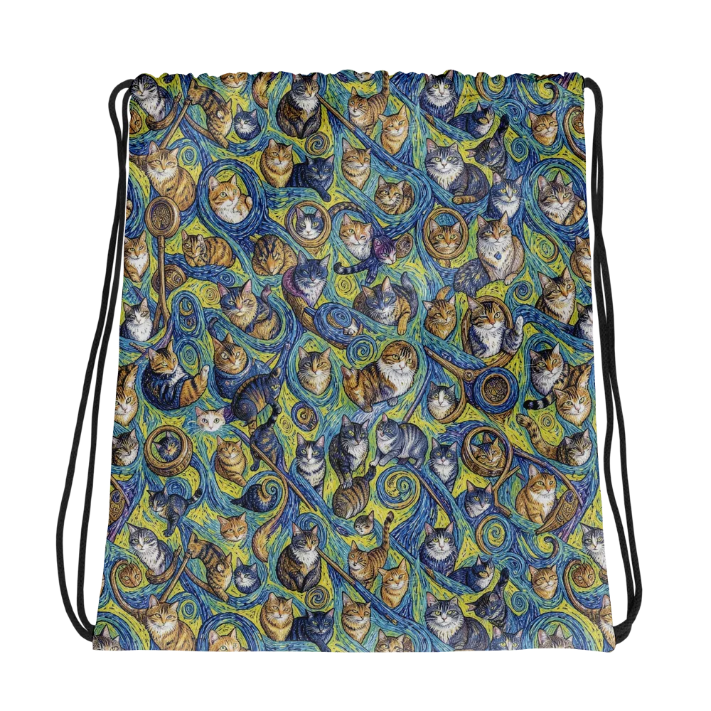 Whiskered Starry Night on Drawstring Bag — Photo
