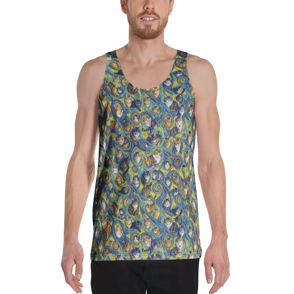 Whiskered Starry Night on Men's Tank Top — Front