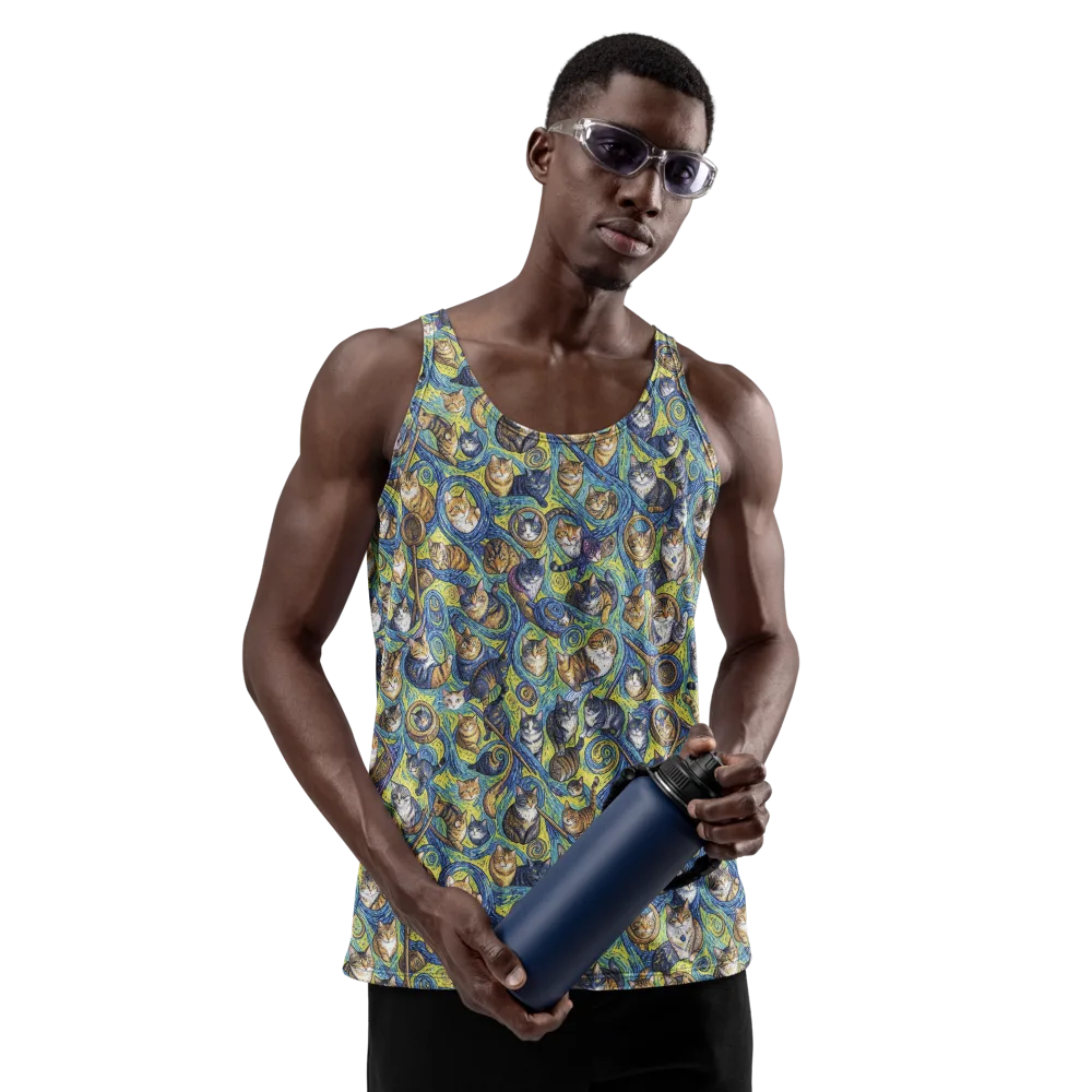 Whiskered Starry Night on Men's Tank Top — Front