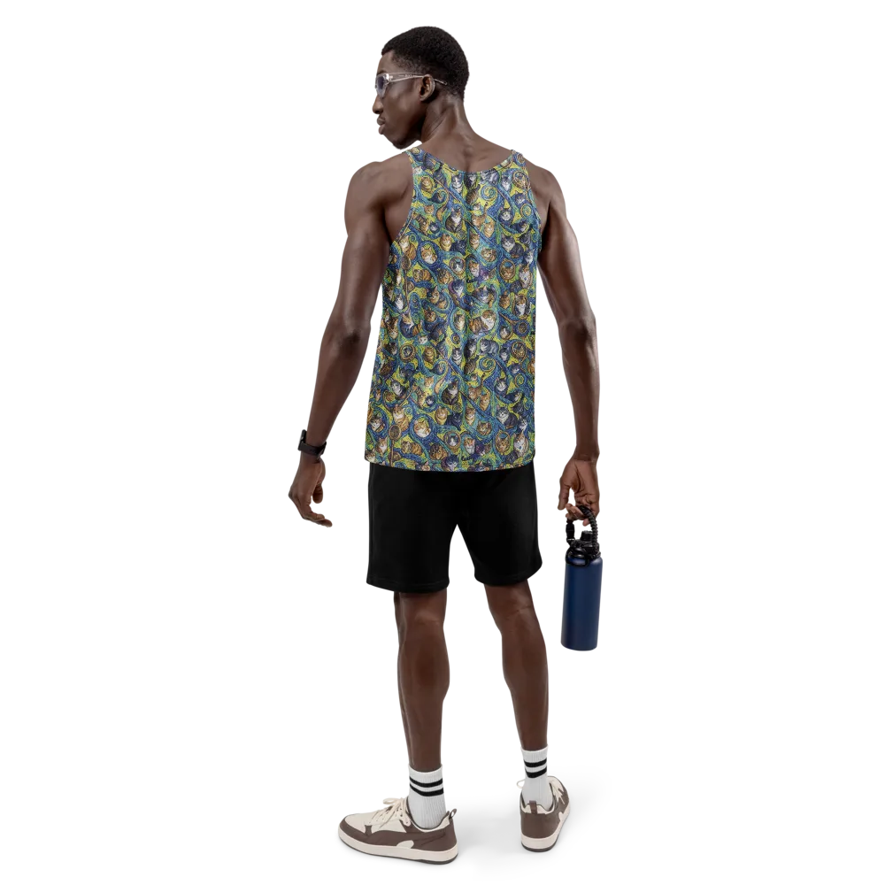 Whiskered Starry Night on Men's Tank Top — Back