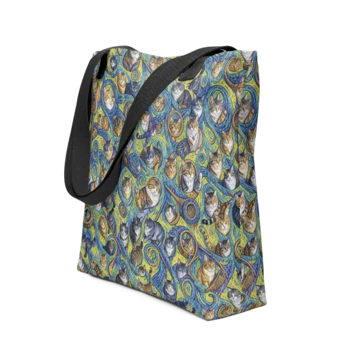 Whiskered Starry Night on a Tote Bag