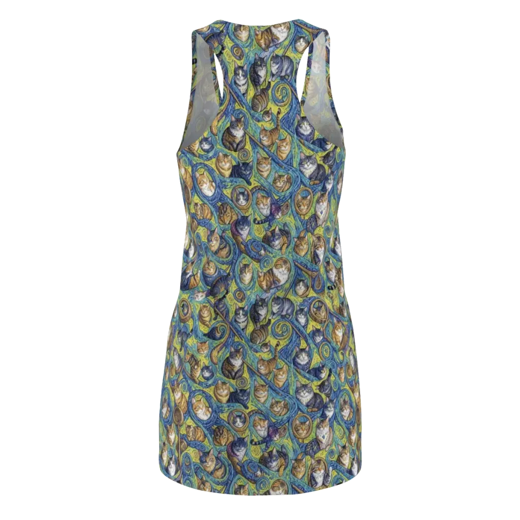 Whiskered Starry Night on Racerback Dress — Back