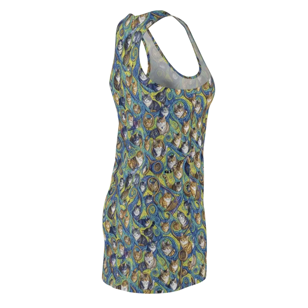 Whiskered Starry Night on Racerback Dress — Back Side