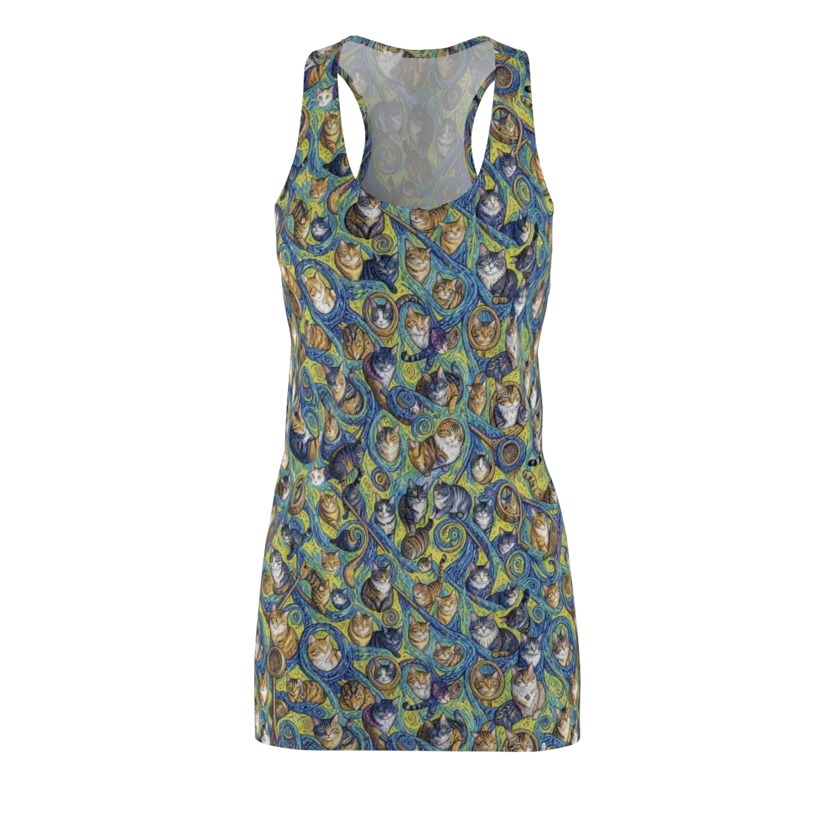 Whiskered Starry Night on Racerback Dress — Front