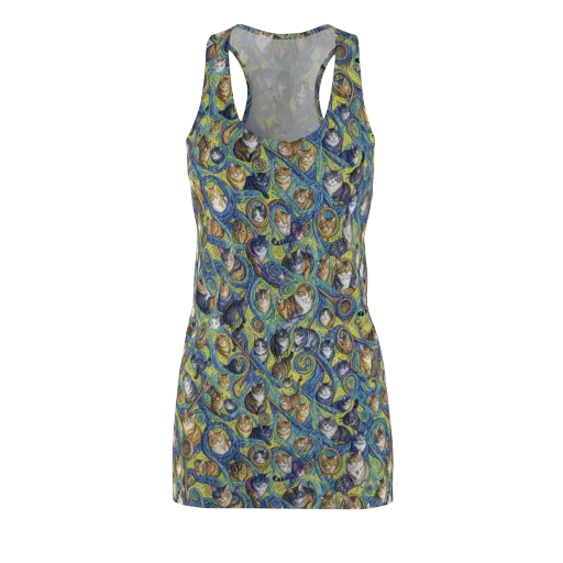 Whiskered Starry Night on a Racerback Dress