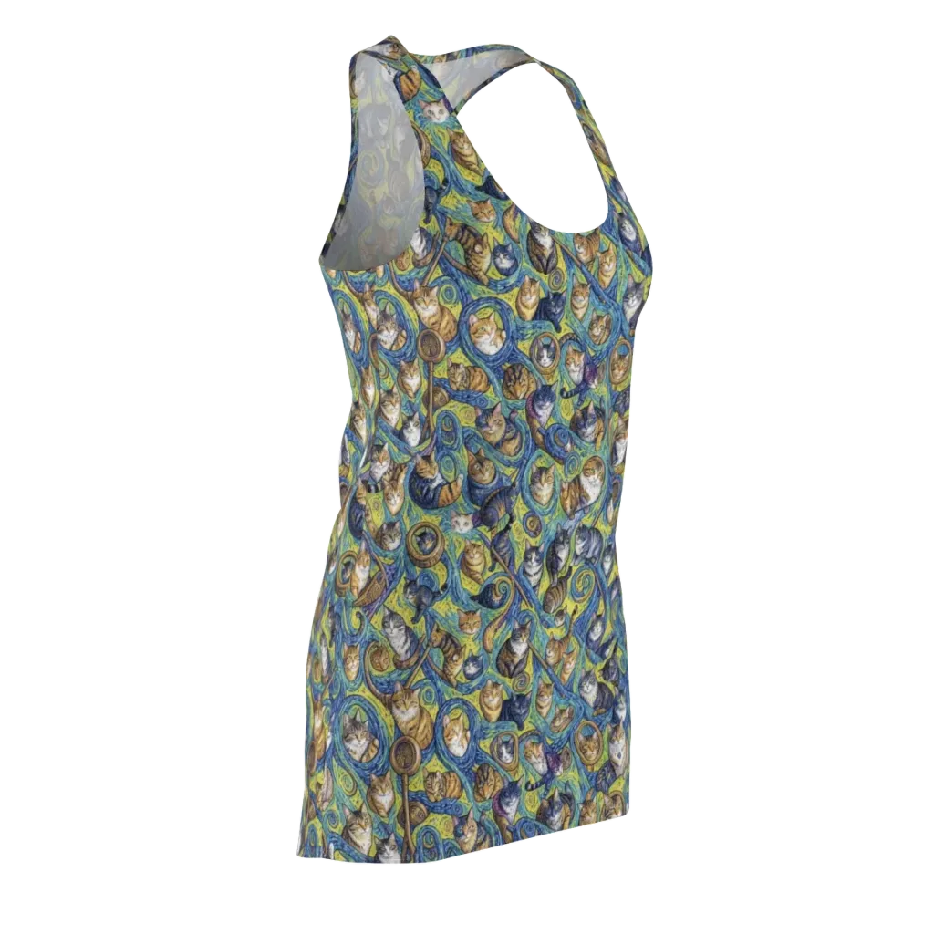 Whiskered Starry Night on Racerback Dress — Front Side