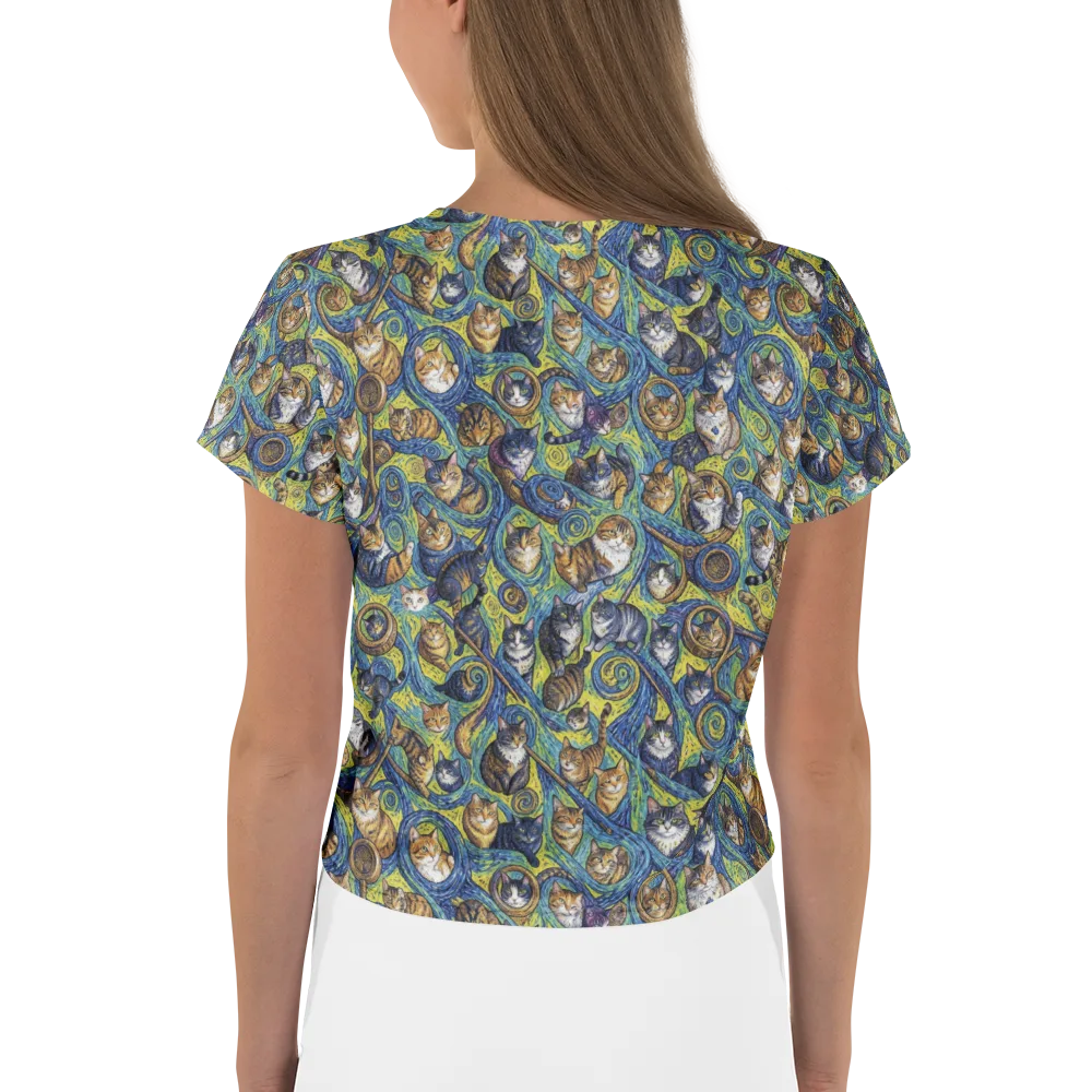 Whiskered Starry Night on Crop Tee — Back