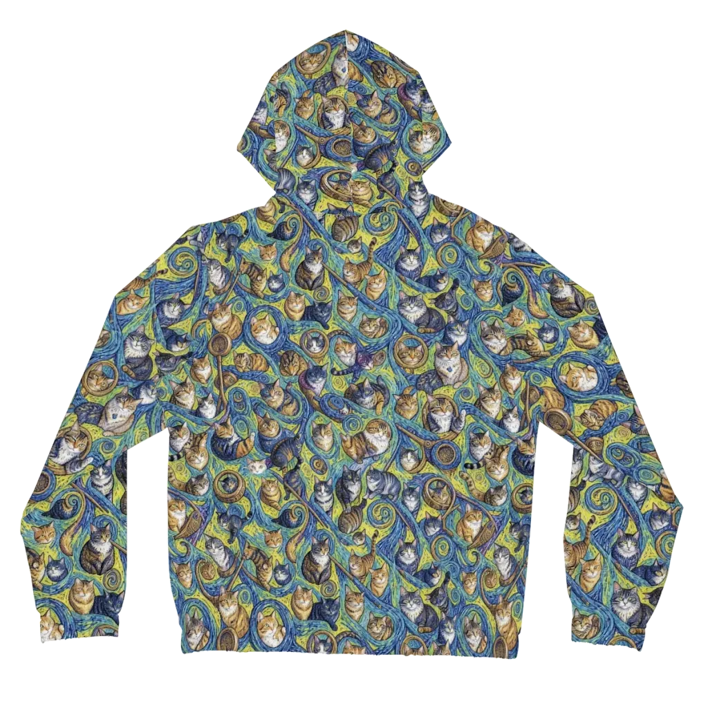 Whiskered Starry Night on Women's Full-Zip Hoodie — Back