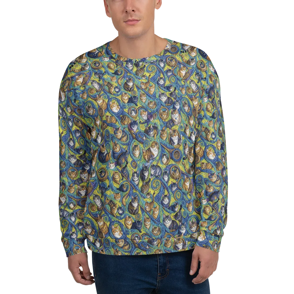 Whiskered Starry Night on Sweatshirt — Front
