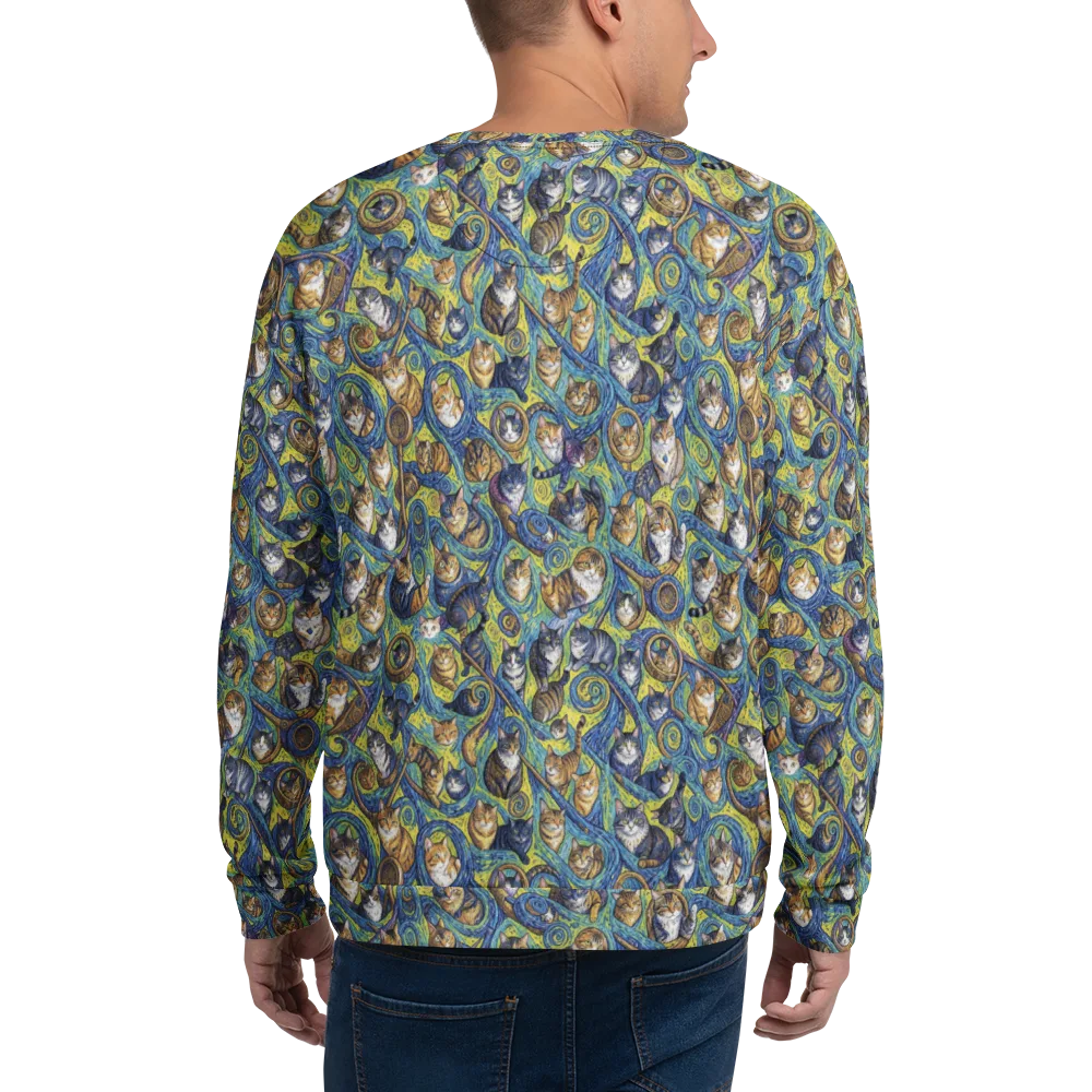 Whiskered Starry Night on Sweatshirt — Back