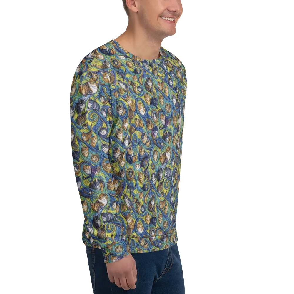 Whiskered Starry Night on Sweatshirt — Right Front