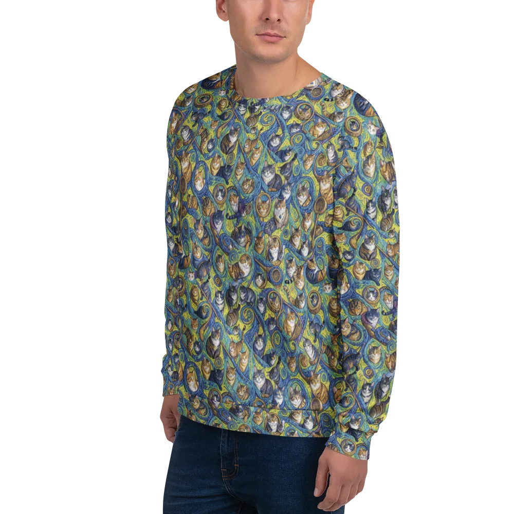Whiskered Starry Night on Sweatshirt — Left Front